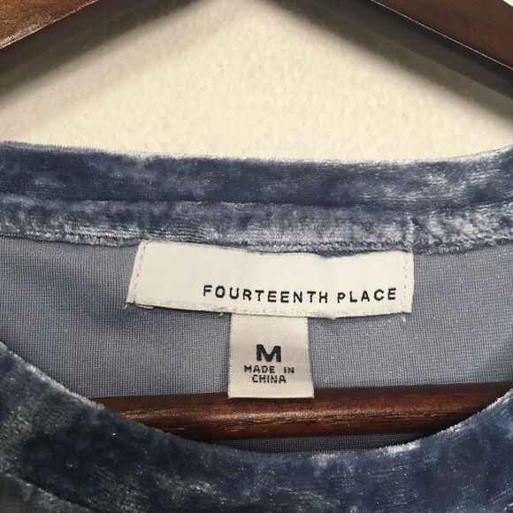 Fourteenth Place Blue  Crushed Velvet Tunic Shirt - Picture 14 of 15